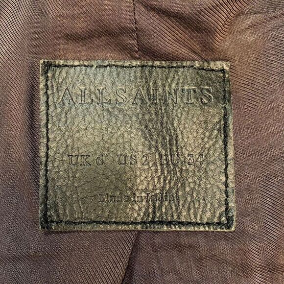 AllSaints Bixer Piped Biker Jacket Lamb Leather US 2 EU 34 UK 6 Women’s XS - Picture 9 of 10